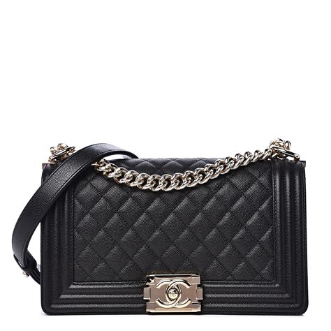 chanel caviar quilted medium boy flap so black|CHANEL Caviar Quilted Medium Boy Flap Black.